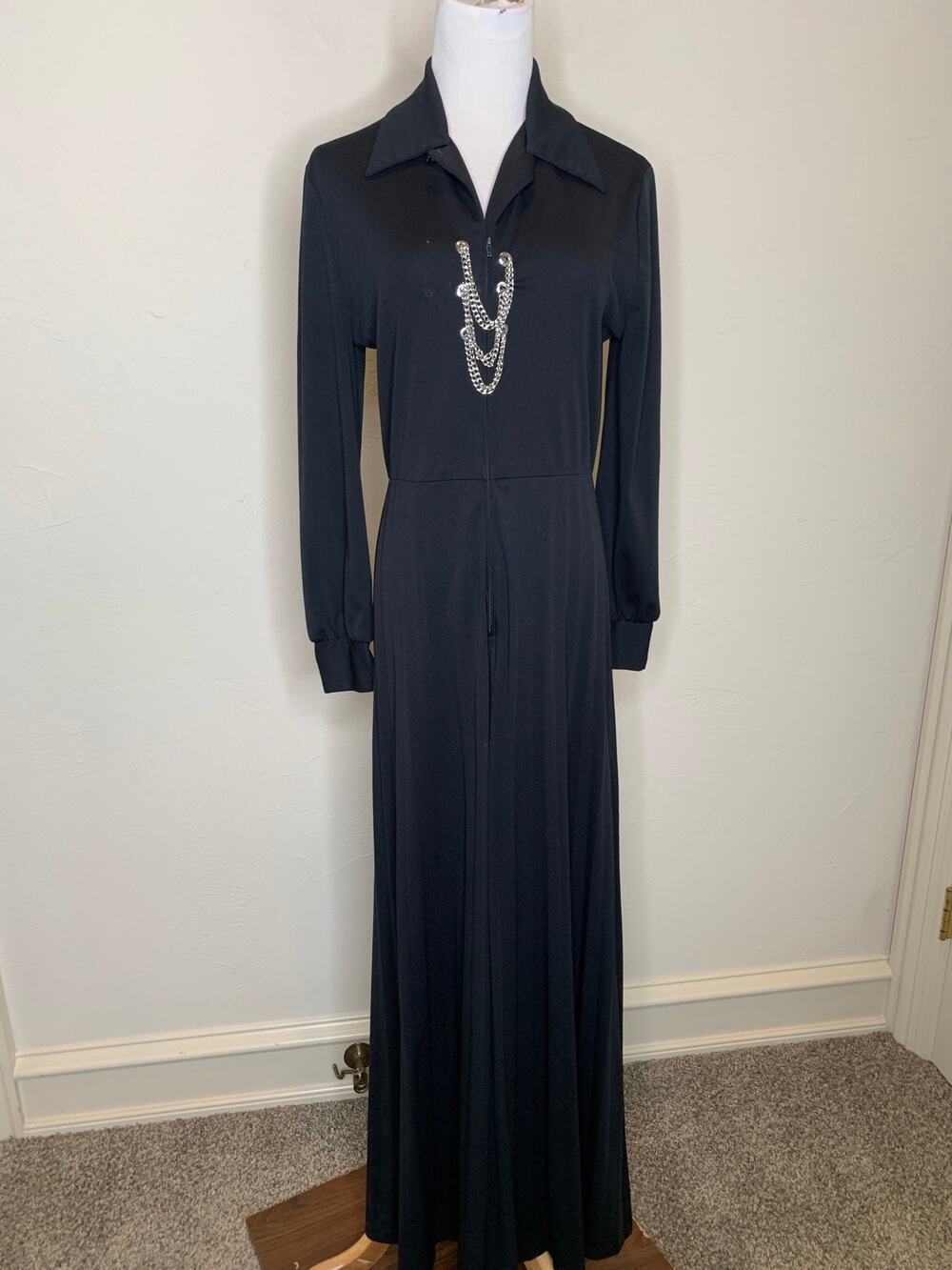 1970s Witchy Whimsygoth Pantsuit Pleated Chain Sz ? Medium